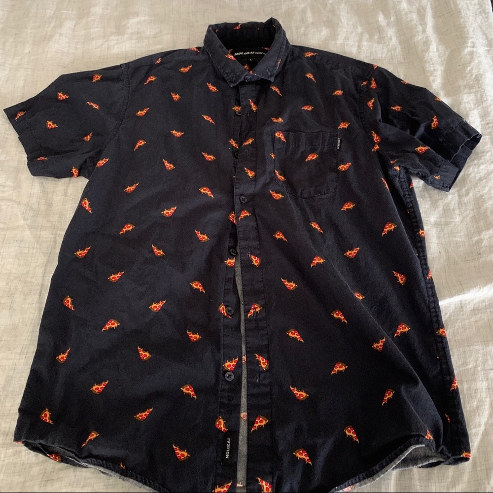 Pizza print button up shirt